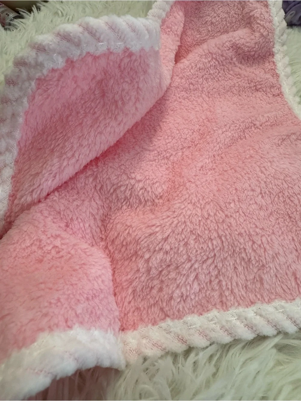 Pink Strawberry Plush hand towel for Kids very soft